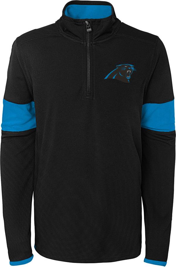 NFL Team Apparel Youth Carolina Panthers Yard Line Black Quarter-Zip