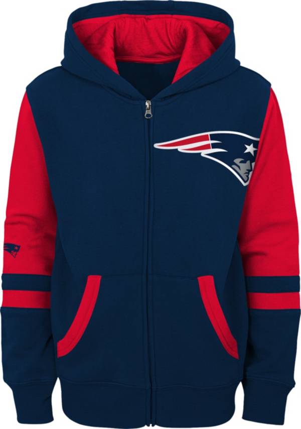NFL Team Apparel Youth New England Patriots Color Block Full-Zip Hoodie product image