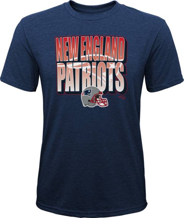 NFL Team Apparel Youth New England Patriots Stack Tri-Blend Navy T-Shirt