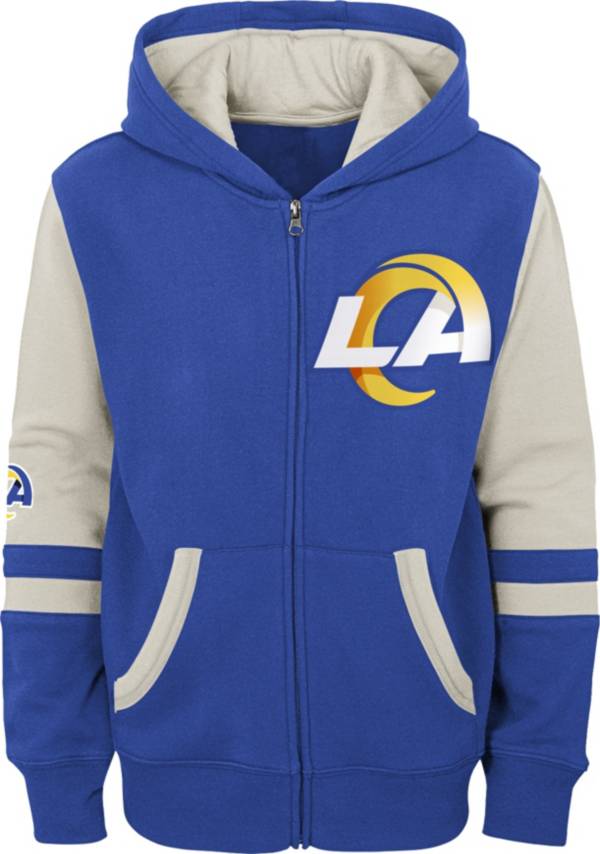 NFL Team Apparel Youth Los Angeles Rams Color Block Full-Zip Hoodie