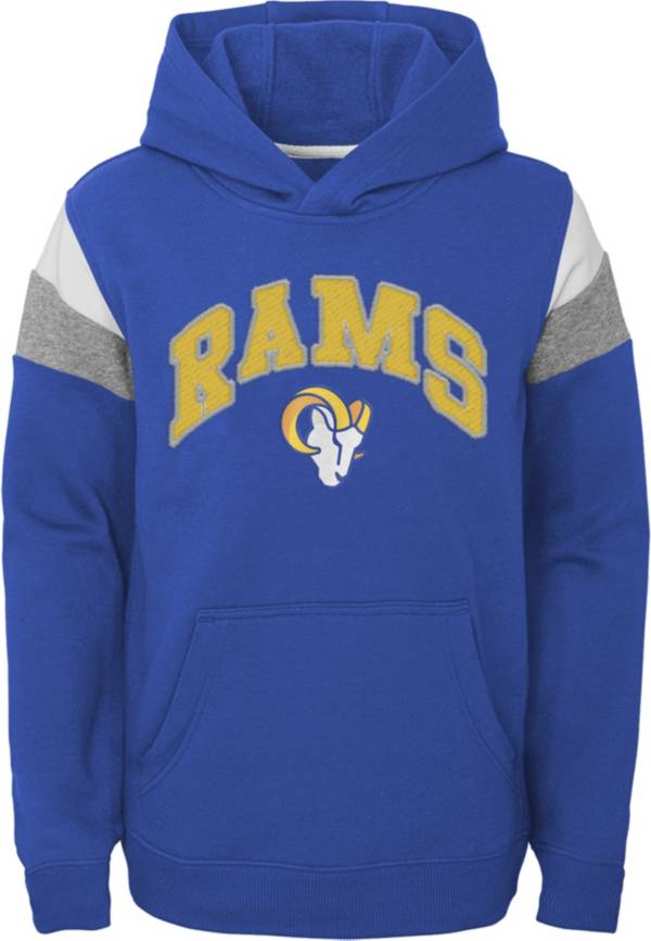 NFL Team Apparel Youth Los Angeles Rams Retro Color Block Pullover Hoodie