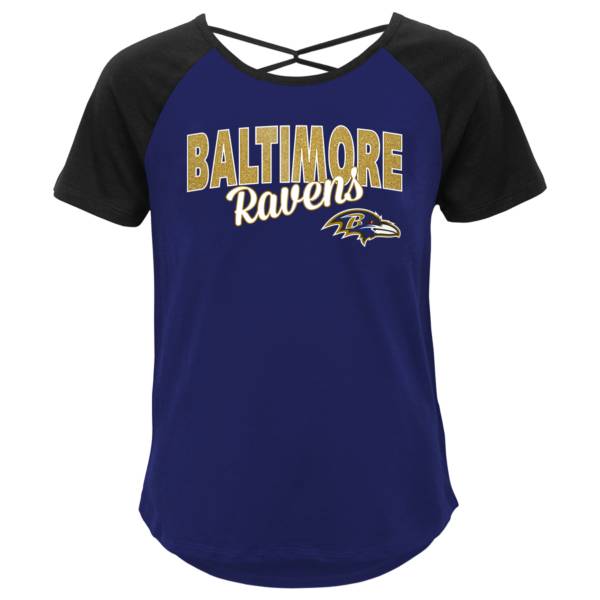 Outerstuff Youth Girls' Baltimore Ravens Purple Criss-Cross Back T-Shirt