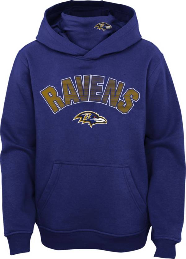 NFL Team Apparel Youth Baltimore Ravens Purple Defense Pullover Gaiter Hoodie