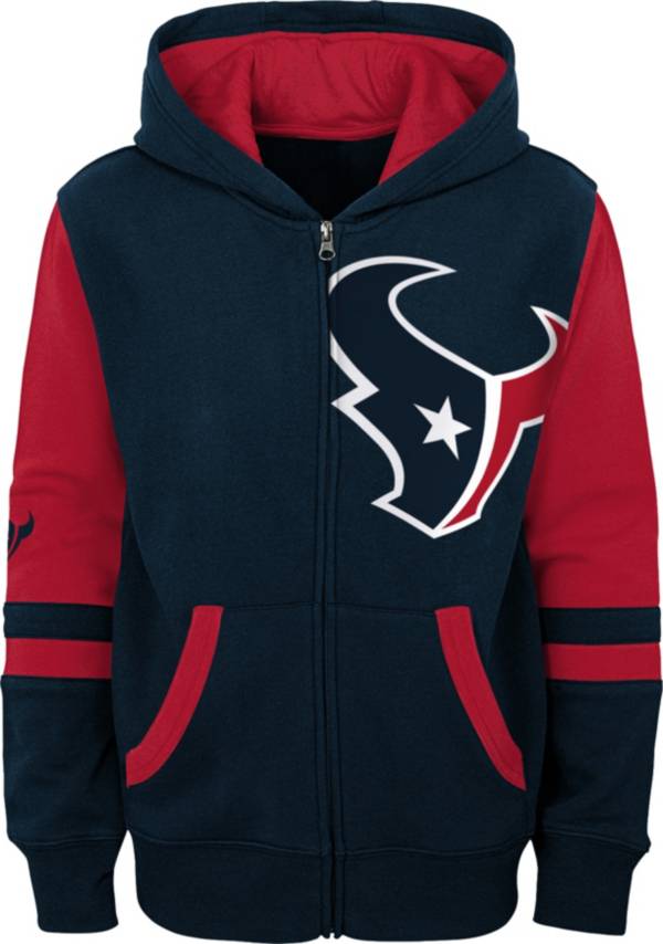 NFL Team Apparel Youth Houston Texans Color Block Full-Zip Hoodie