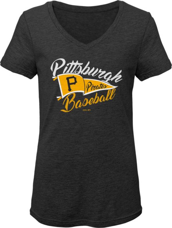 Gen2 Youth Girls' Pittsburgh Pirates Black Fly the Flag V-Neck T-Shirt