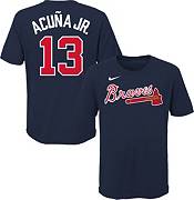 Majestic Ronald Acuña Jr. #13 Name and Number Short Sleeve Shirt - Charcoal Gray