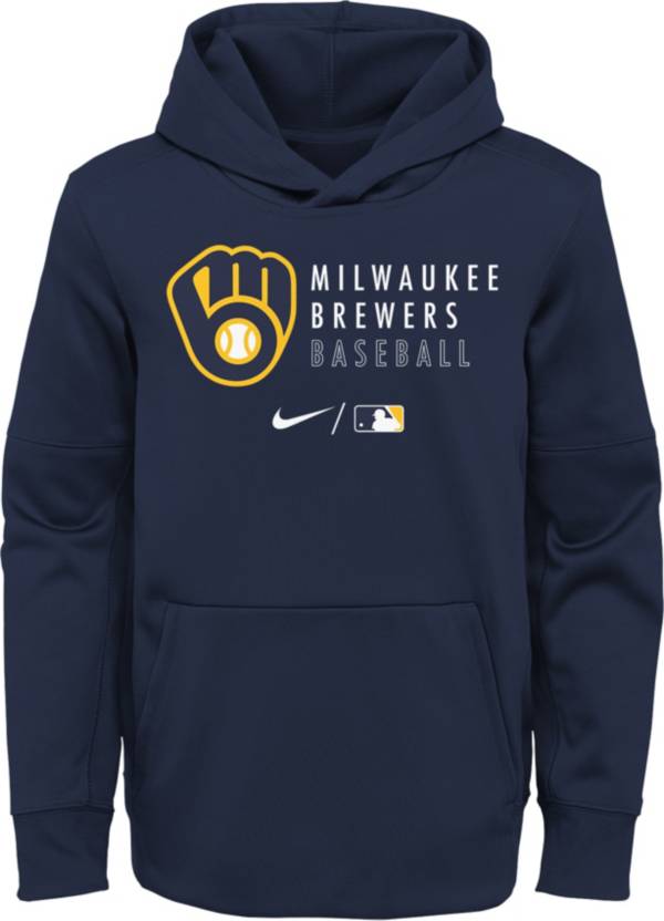 Outerstuff Youth Milwaukee Brewers Navy Therma-FIT Hoodie