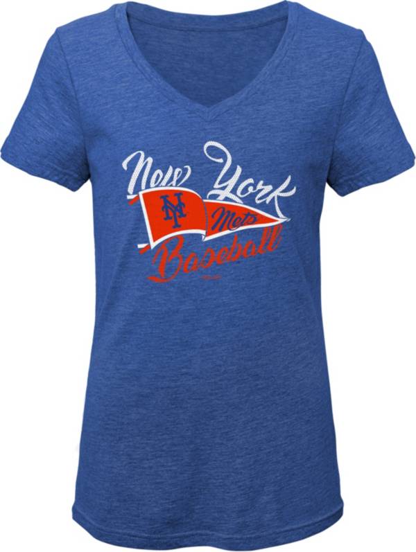 Gen2 Youth Girls' New York Mets Royal Fly the Flag V-Neck T-Shirt