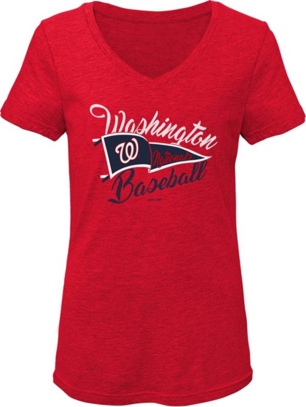 Gen2 Youth Girls' Washington Nationals Red Fly the Flag V-Neck T-Shirt