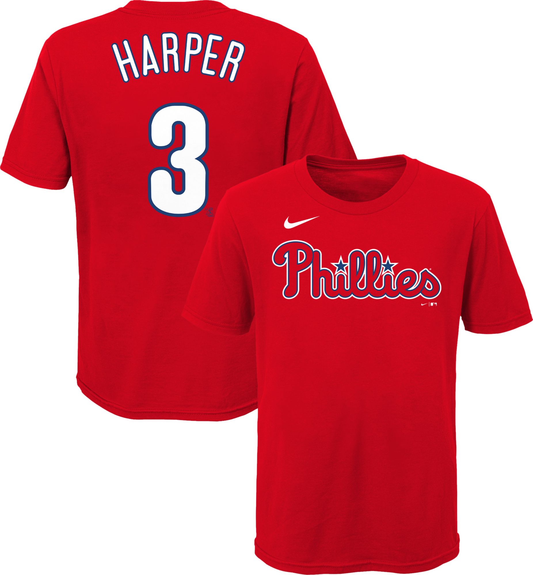 Nike Youth Philadelphia Phillies Bryce Harper #3 Red 4-7 T-Shirt - Big ...