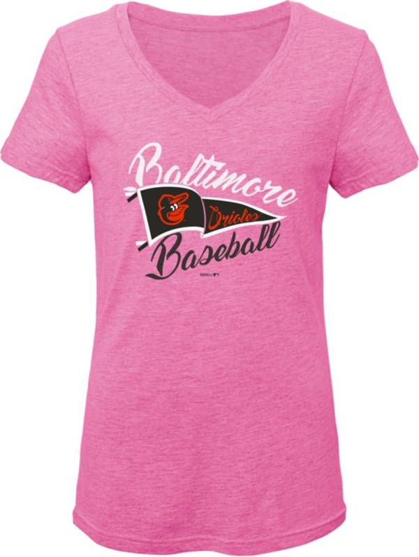 Gen2 Youth Girls' Baltimore Orioles Pink Fly the Flag V-Neck T-Shirt