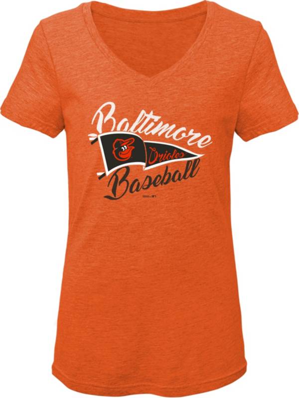 Gen2 Youth Girls' Baltimore Orioles Orange Fly the Flag V-Neck T-Shirt