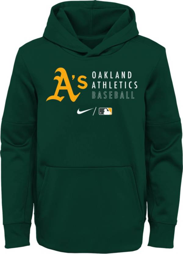 Nike Youth Oakland Athletics Sideline Therma-FIT Green Pullover Hoodie