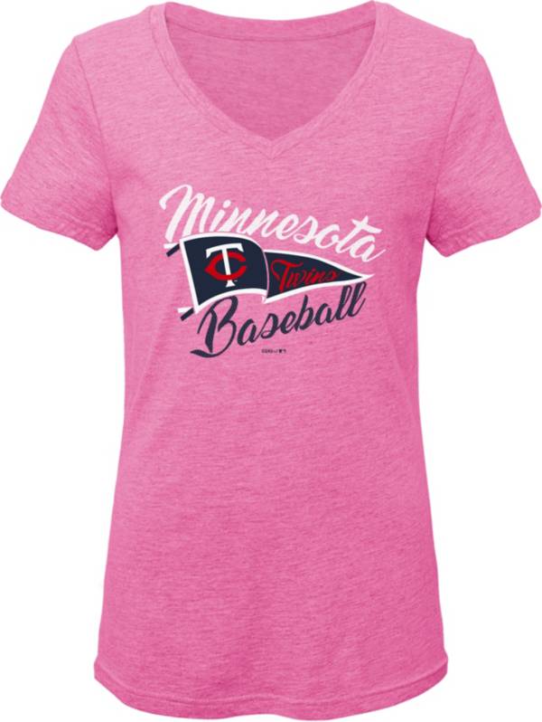 Gen2 Youth Girls' Minnesota Twins Pink Fly the Flag V-Neck T-Shirt