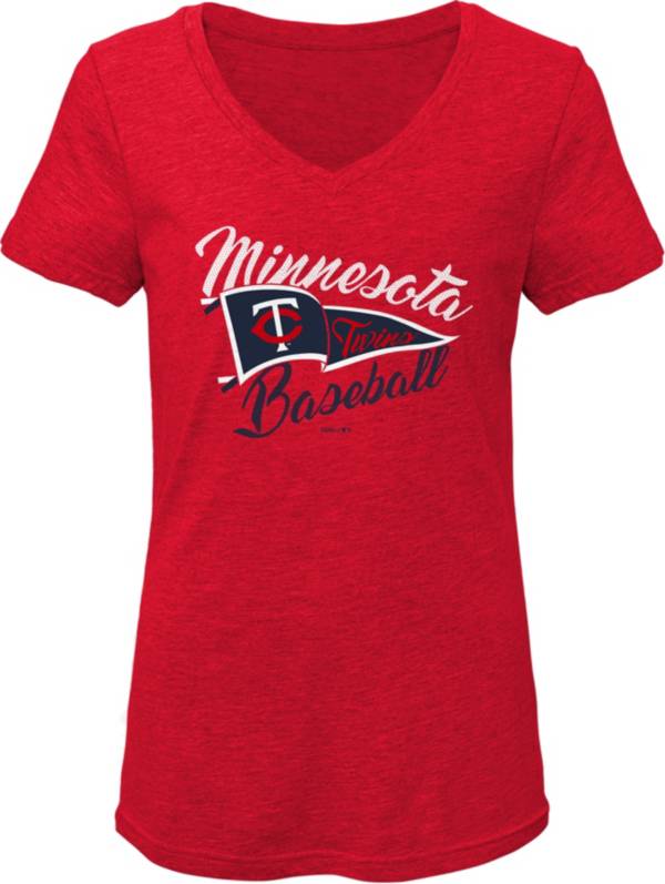 Gen2 Youth Girls' Minnesota Twins Red Fly the Flag V-Neck T-Shirt