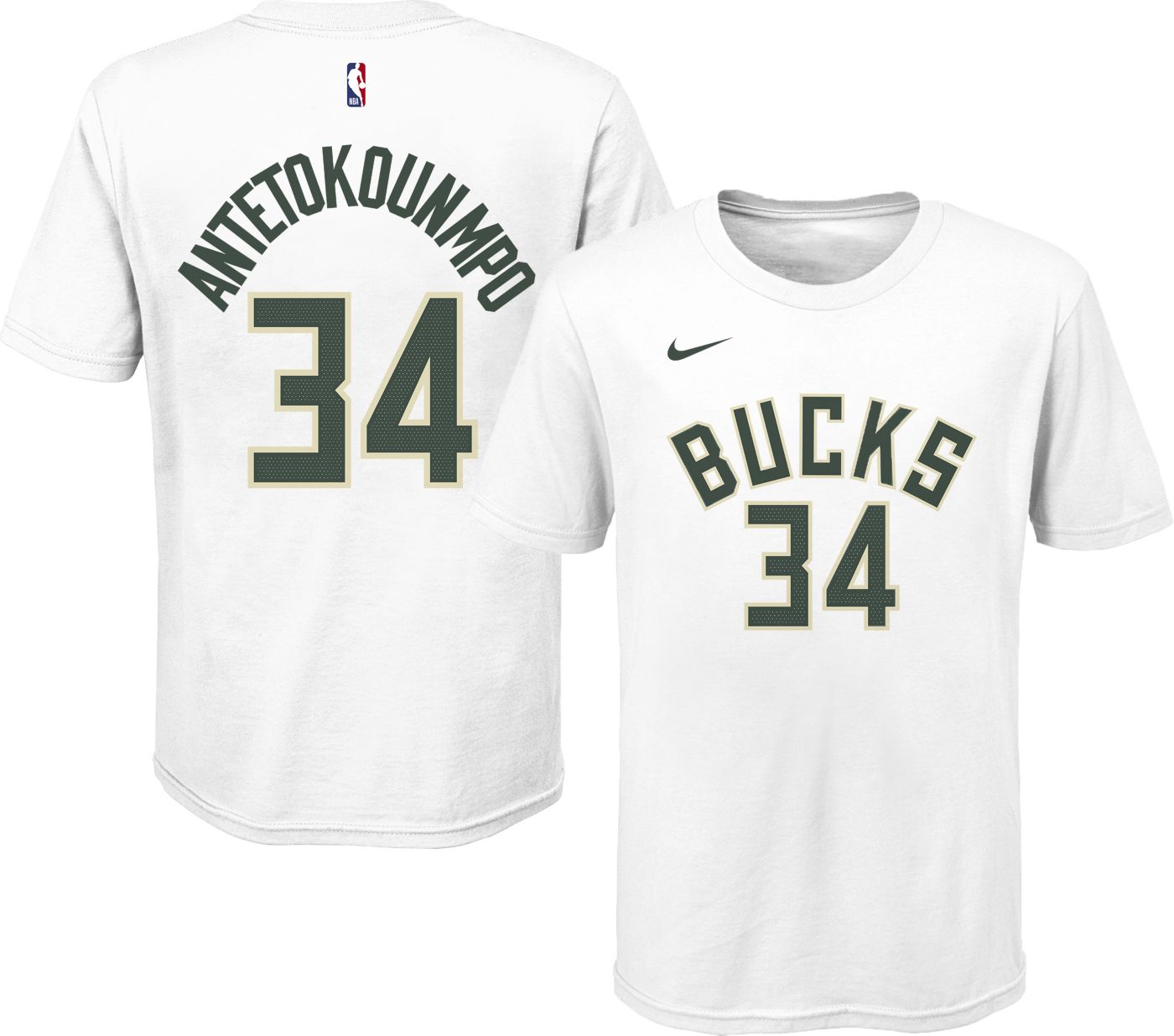 Nike Youth Milwaukee Bucks Giannis Antetokounmpo 34 White T Shirt Dick s Sporting Goods