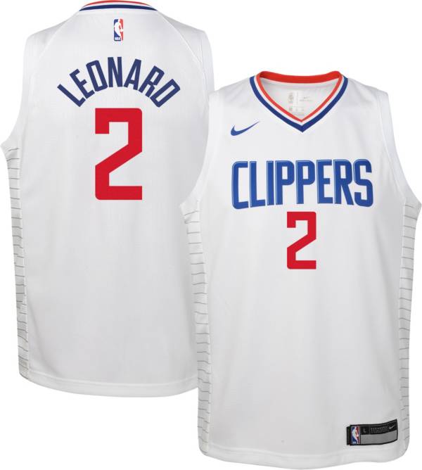 Nike Youth Los Angeles Clippers Kawhi Leonard #2 Dri-FIT Swingman White  Jersey