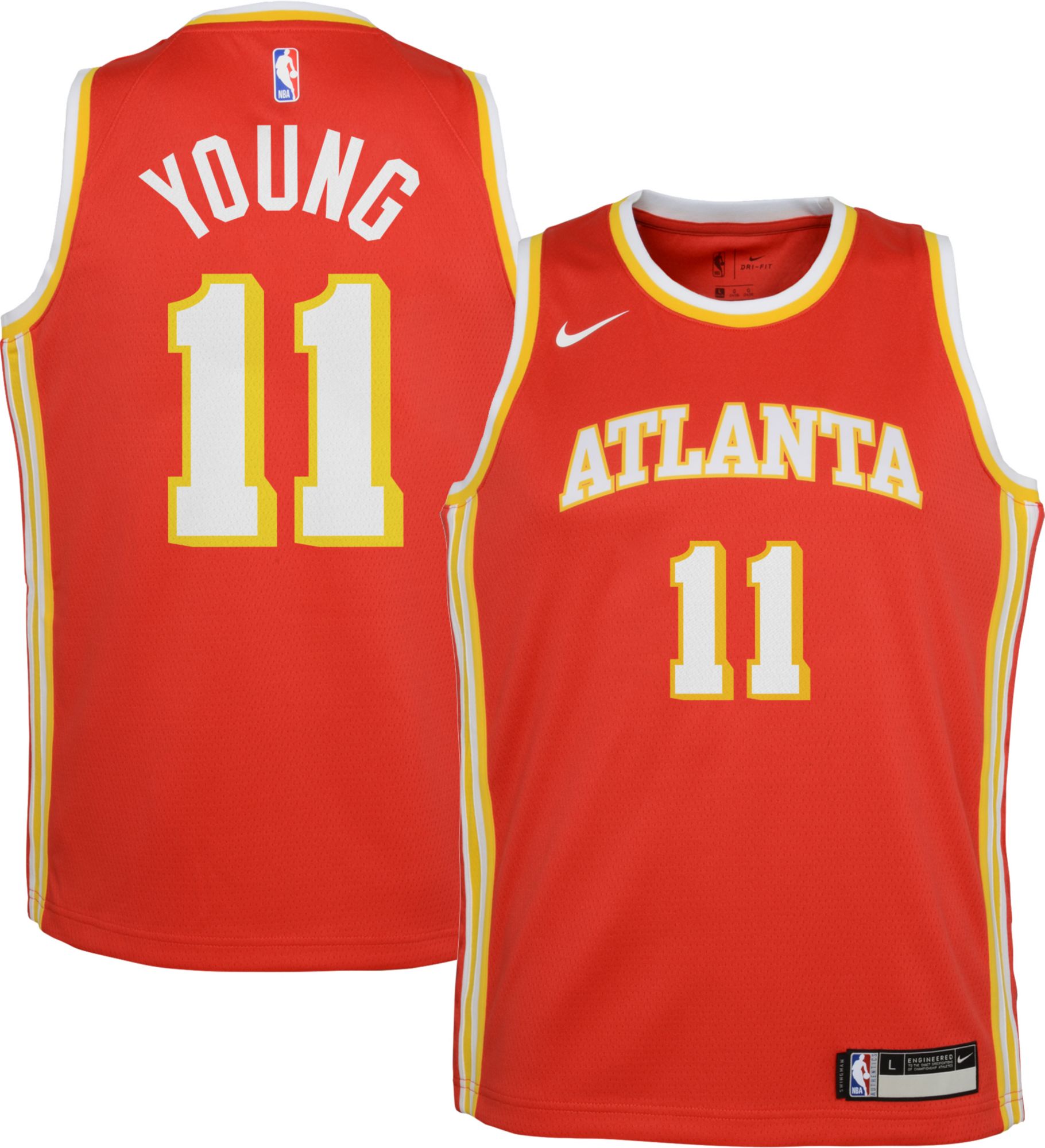 trae young white and gold jersey