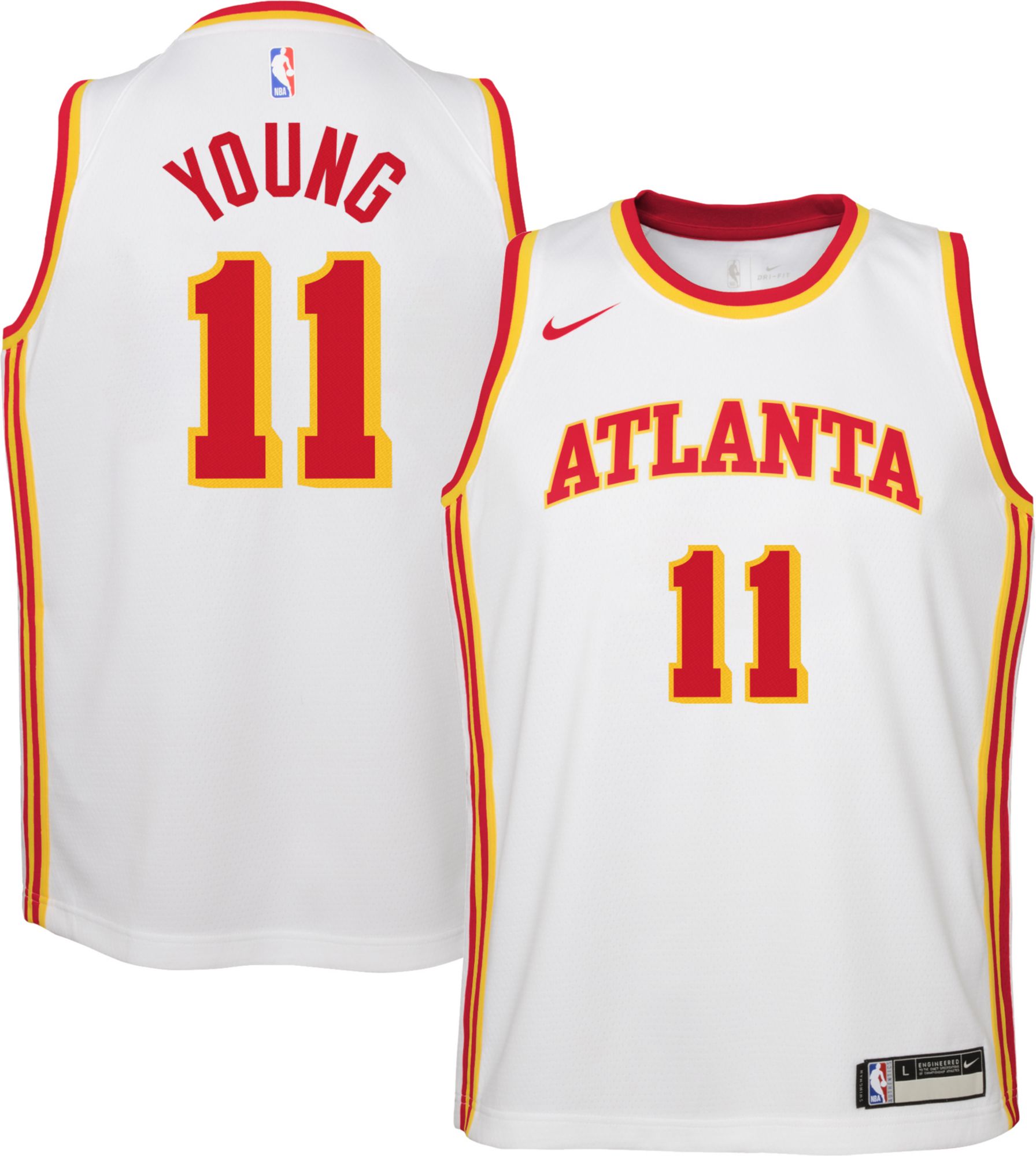 trae young white and gold jersey