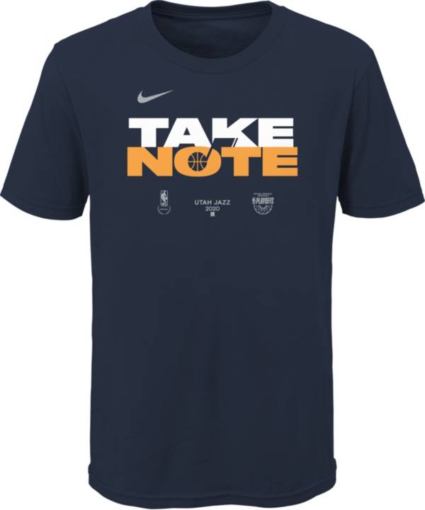 Nike Youth Utah Jazz Navy 2020 Playoffs Bound 'Take Note' Mantra T-Shirt