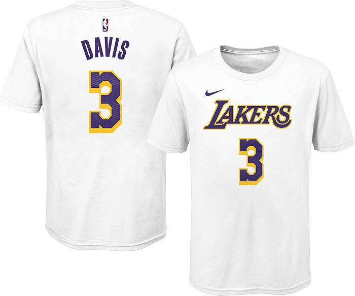 Nike Youth Los Angeles Lakers Anthony Davis #3 Cotton White T-Shirt, Boys', Large
