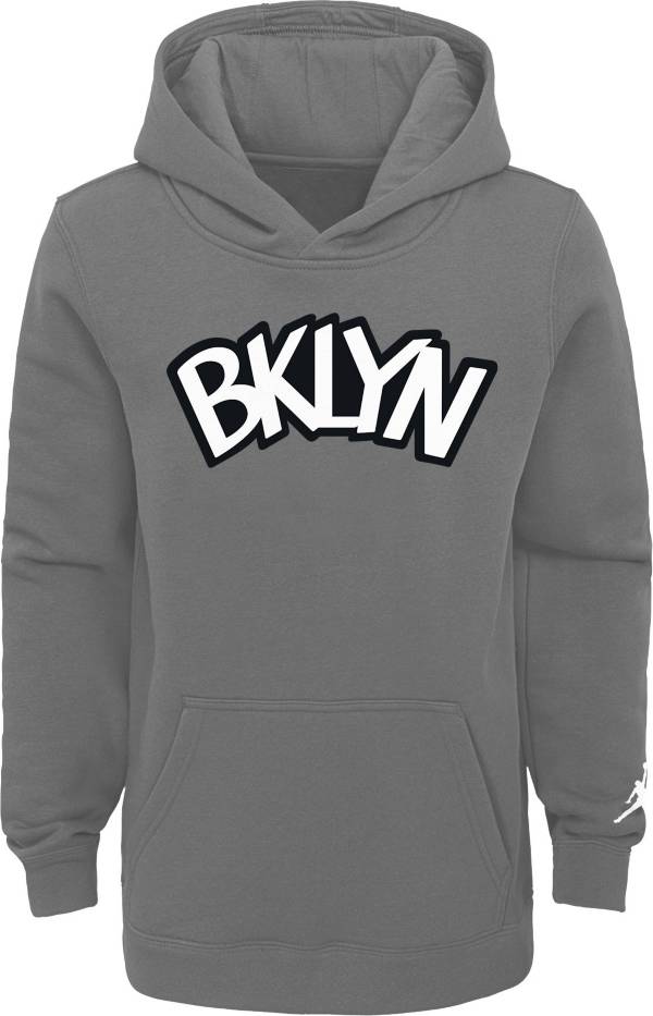 Jordan Youth Brooklyn Nets Grey Statement Pullover Hoodie product image
