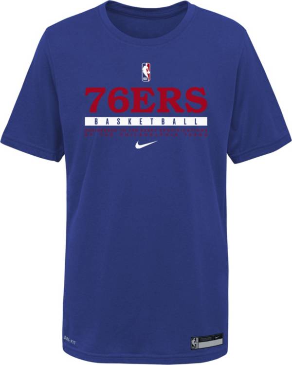 Nike Youth Philadelphia 76ers Blue Practice Performance T-Shirt