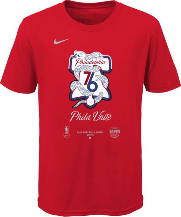 Nike Youth Philadelphia 76ers Red 2020 Playoffs Bound 'Phila Unite' Mantra T-Shirt