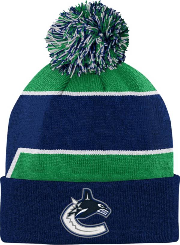 NHL Youth Vancouver Canucks Special Edition Diagonal Stripe Blue Pom Knit Beanie product image