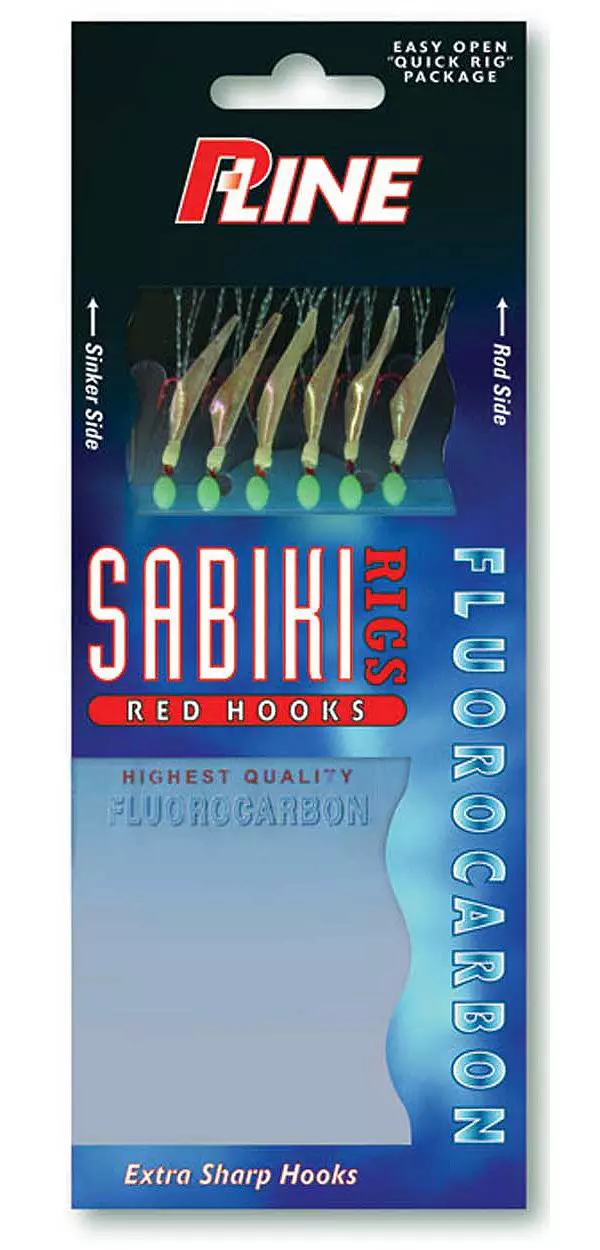 P-Line Sabiki Fluorocarbon Red Hooks, Size 8
