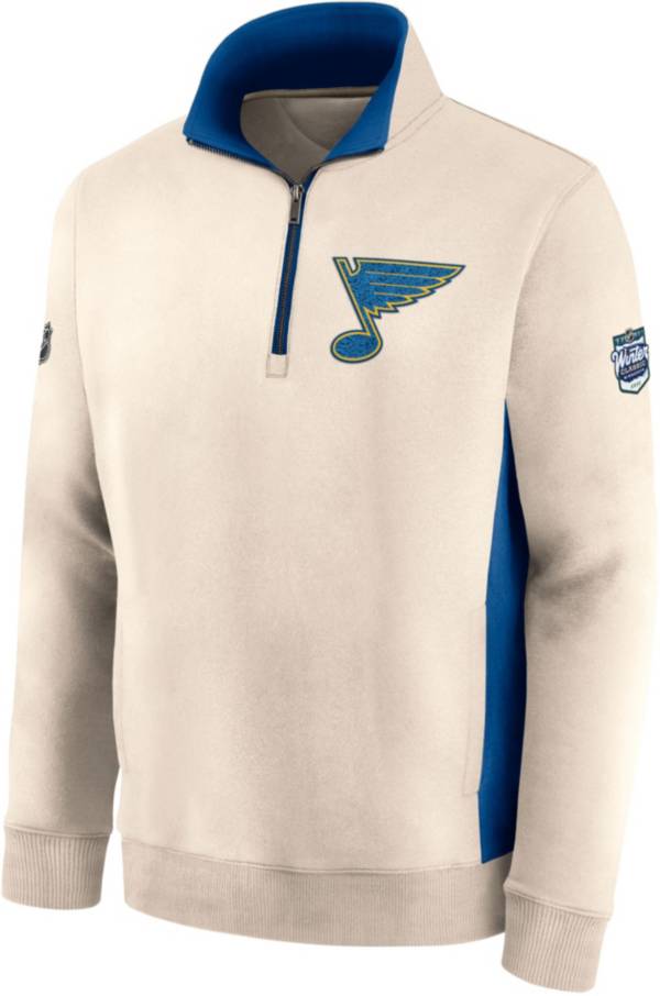 NHL '22 Winter Classic St. Louis Blues Archival Brown Quarter-Zip Pullover Shirt