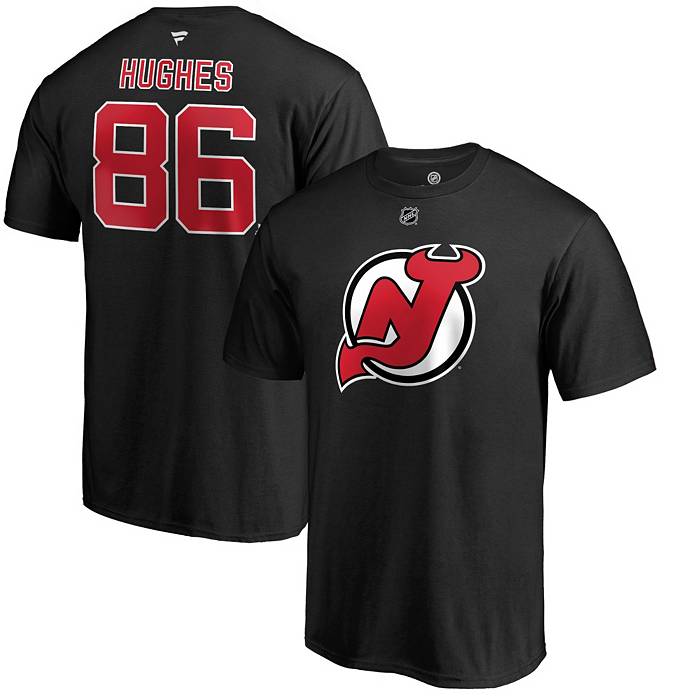 Men's Fanatics Branded Jack Hughes Red New Jersey Devils Name and Number T- Shirt