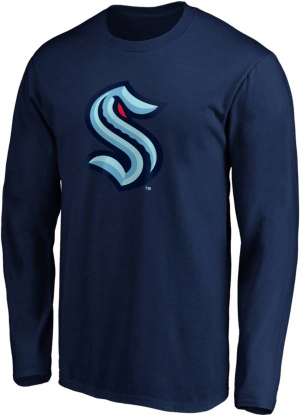 NHL Men's Seattle Kraken Logo Long Sleeve Navy Shirt