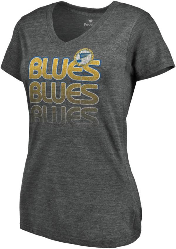 NHL Women's St. Louis Blues Team Fade Heather Grey V-Neck T-Shirt
