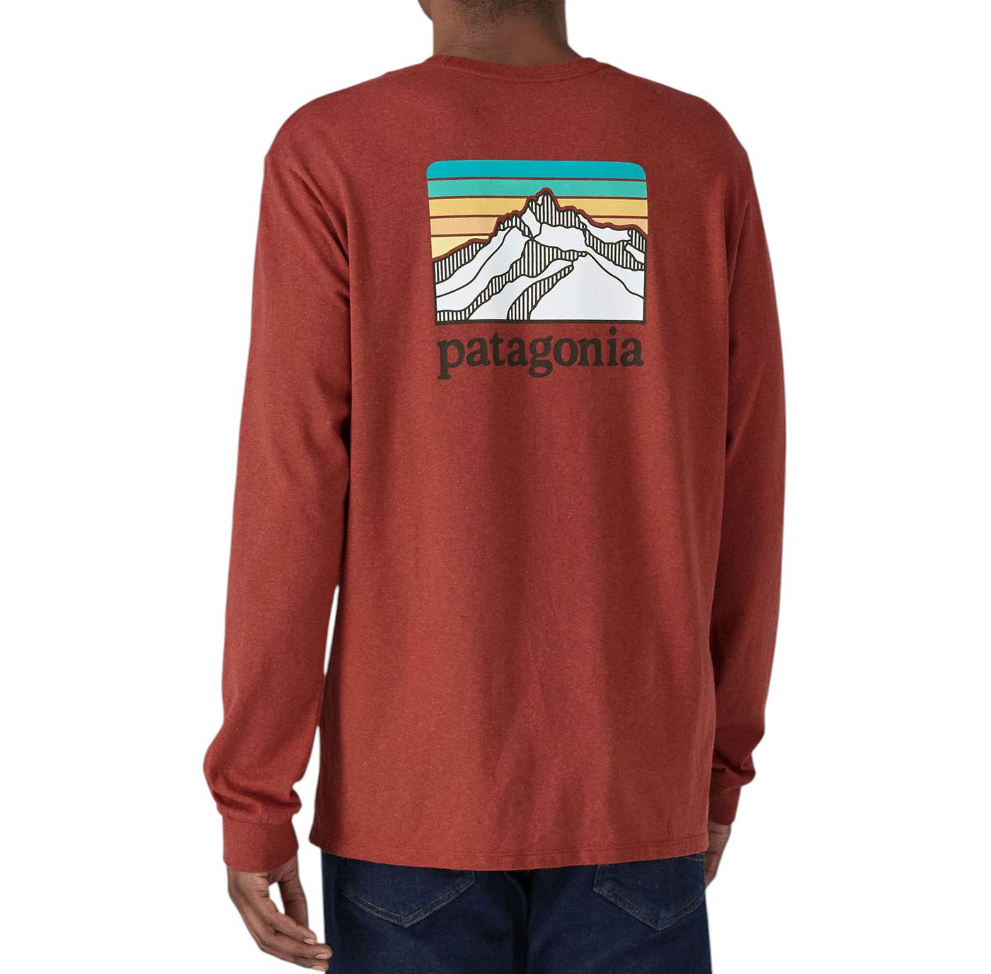 Patagonia Long Sleeved Line Logo Ridge Responsibili Tee Men s XL Burr Burnished Red