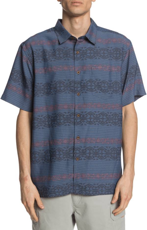 Quiksilver Men's Waterman Tapa Mood Short Sleeve Button Up Shirt