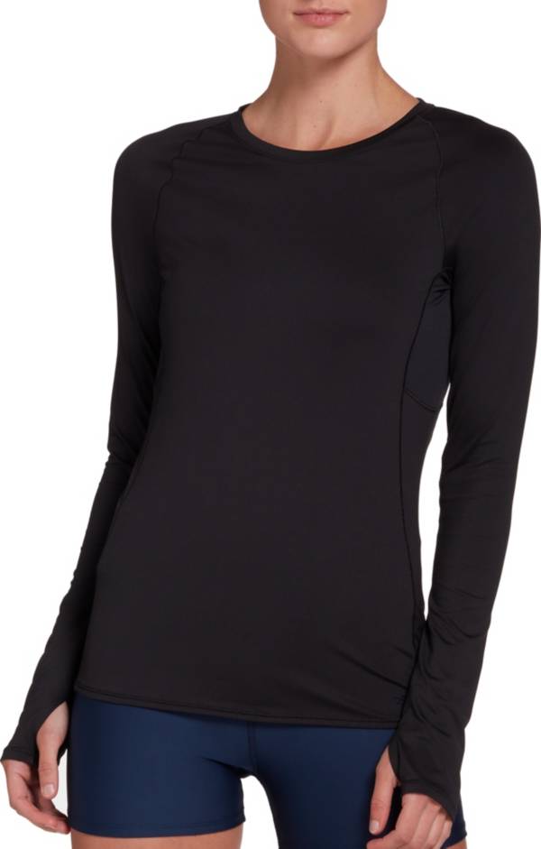 Women's Cotton Spandex Compression Crew Neck Top Long Sleeves. Men