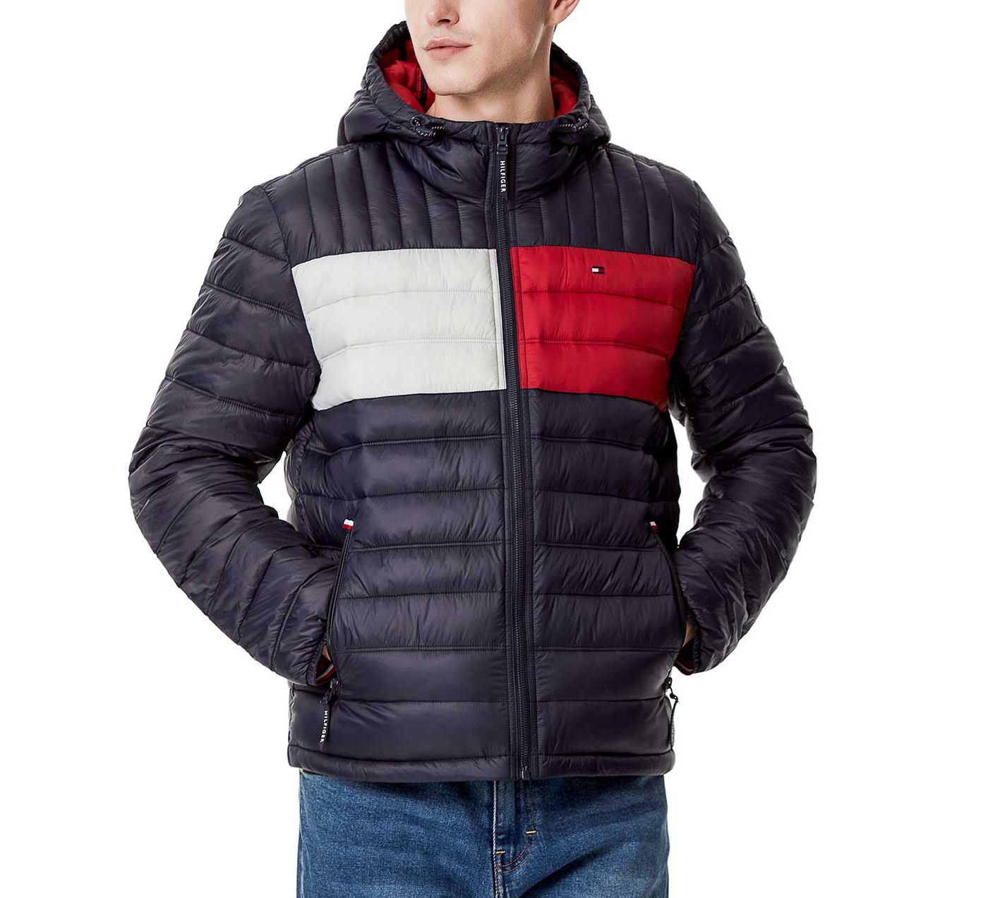 Tommy Hilfiger Men s Quilted Lightweight Colorblock Hooded Puffer Jacket Dick s Sporting Goods