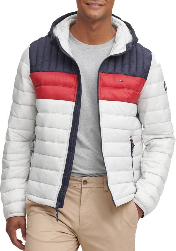 Tommy Hilfiger Men's Quilted Lightweight Colorblock Hooded Puffer ...