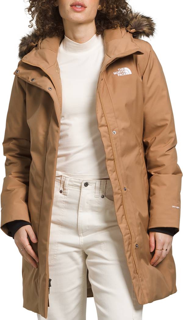 The North Face 550 White Puffer Coat with Tan Interior Size XS