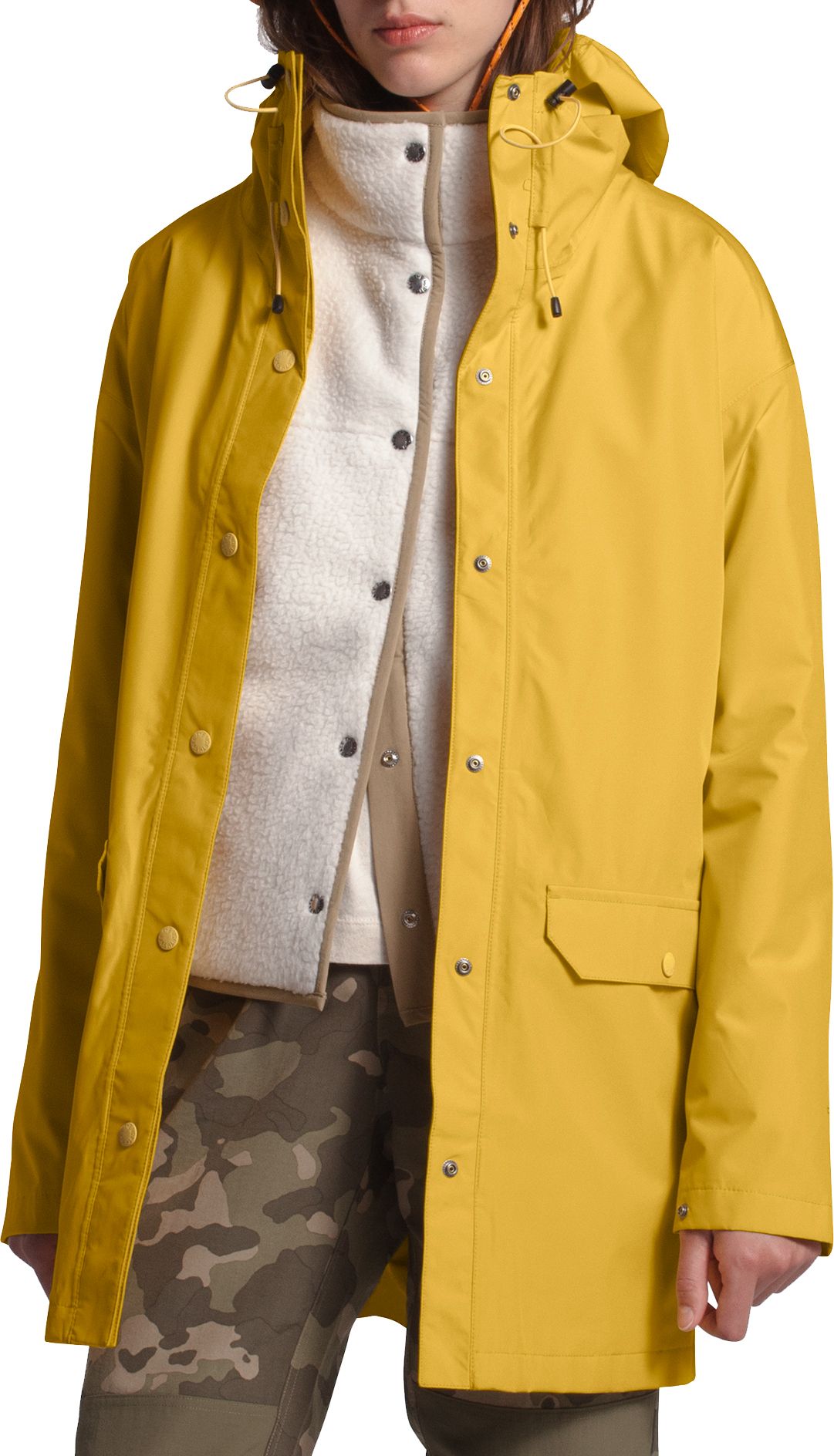 yellow north face rain coat