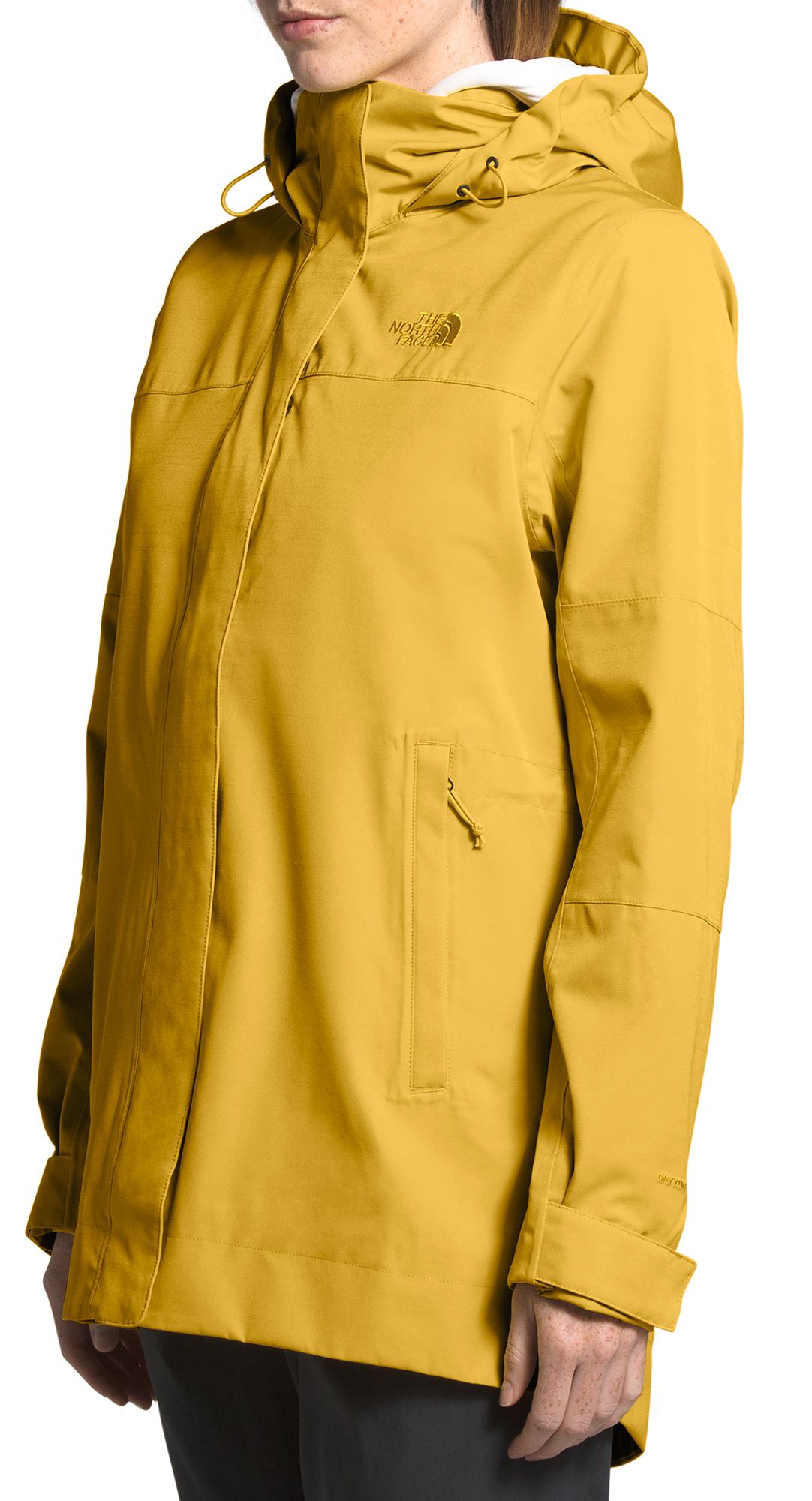 yellow north face rain coat