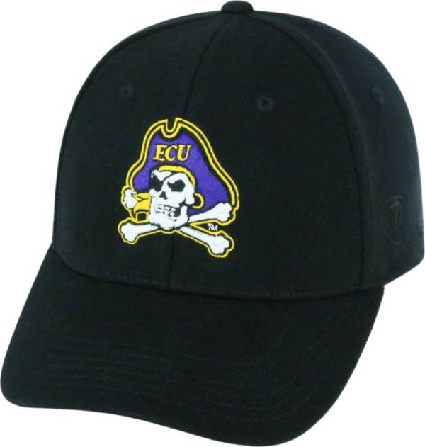 Top of the World Men's East Carolina Pirates Premium 1Fit Flex Black Hat