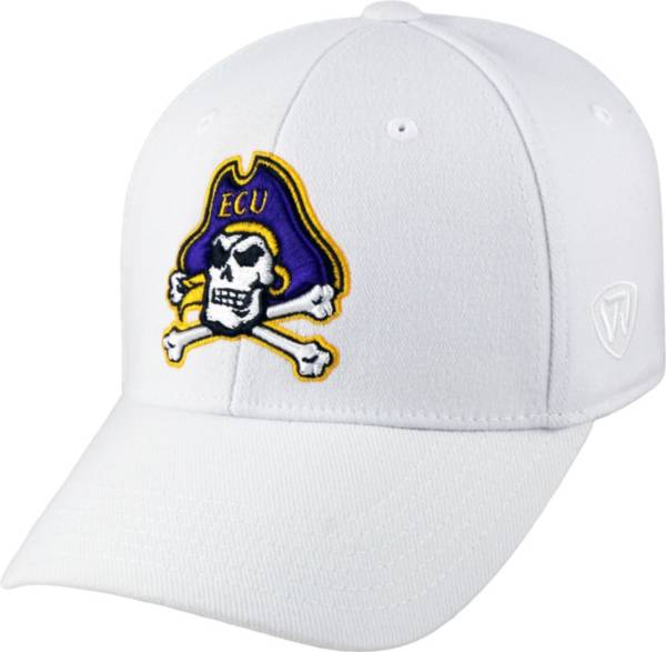 Top of the World Men's East Carolina Pirates Premium 1Fit Flex White Hat