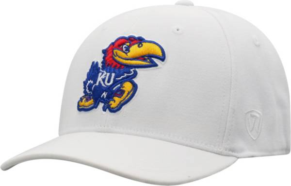 Top of the World Men's Kansas Jayhawks Premium 1Fit Flex White Hat