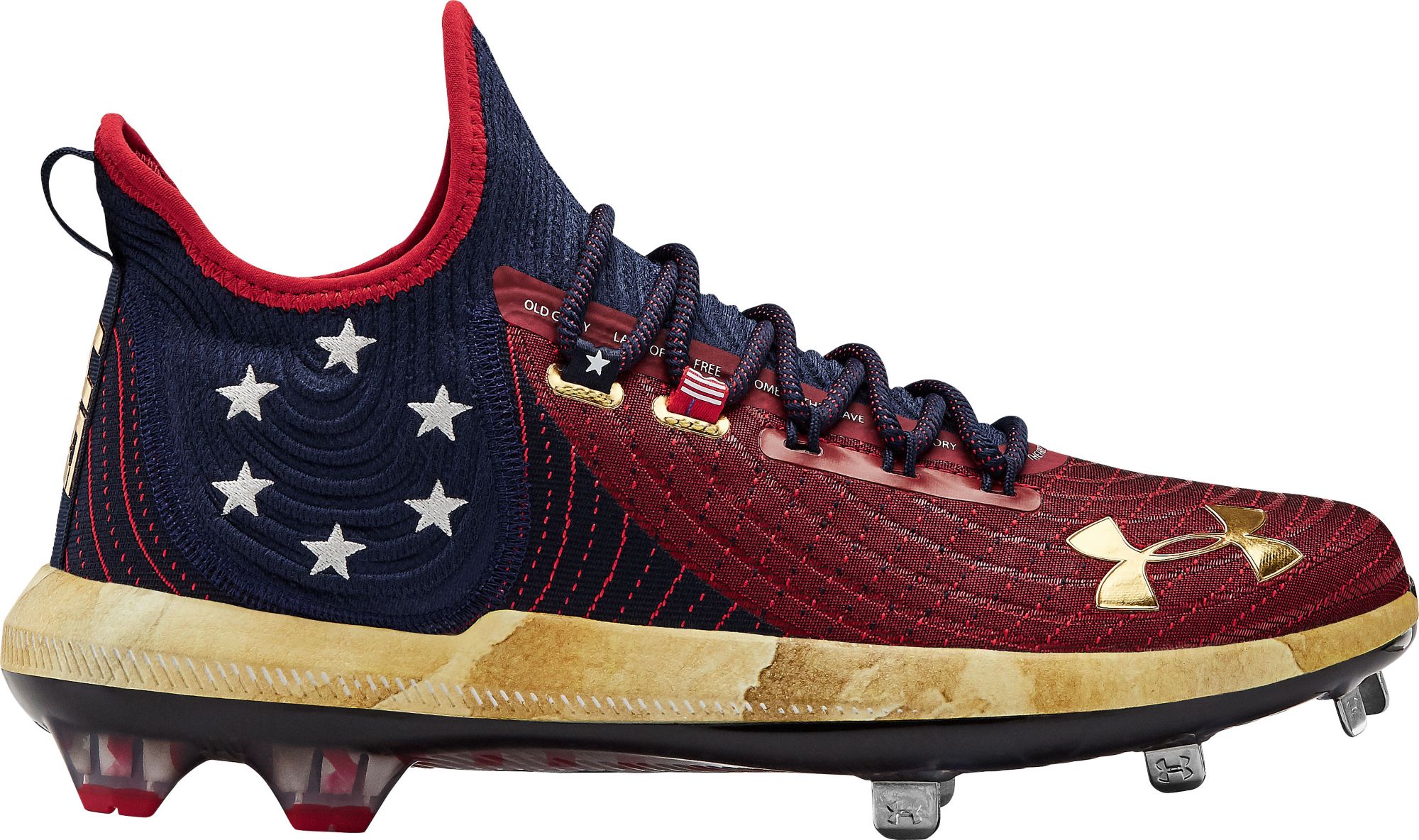 navy and red baseball cleats
