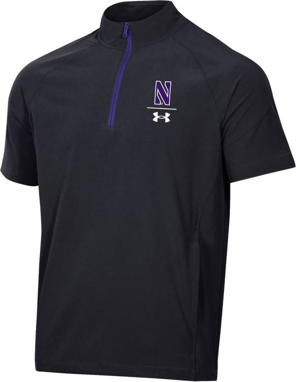 Under Armour Northwestern Wildcats Coaches Short Sleeve Quarter-Zip Black Shirt