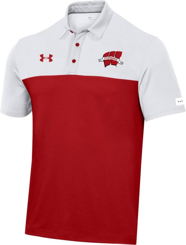 Under Armour Men's Wisconsin Badgers Red Playoff Polo | Dick's Sporting Goods