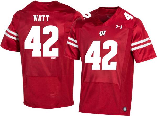 Under Armour Men's T.J. Watt Wisconsin Badgers #42 Red Replica Football Jersey