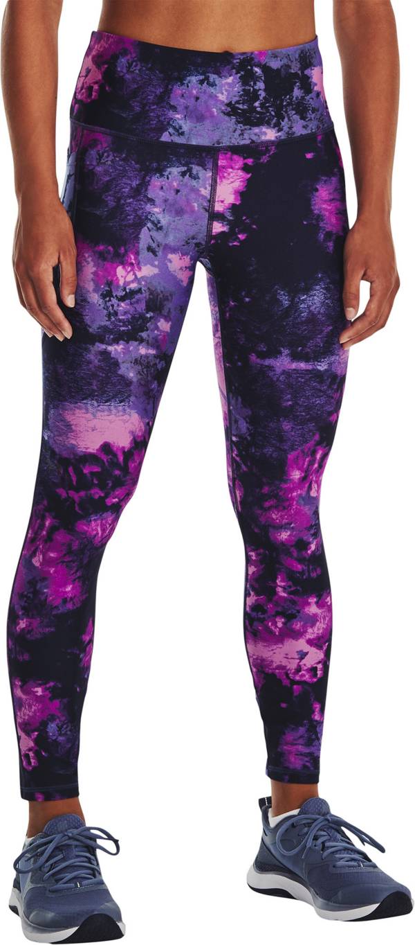 Under Armour Womens HeatGear Branded Full Length Tights Purple XL